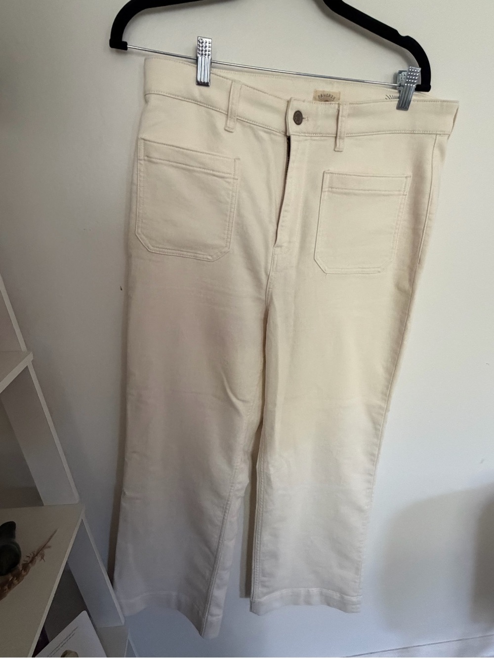 Faherty Cream Stretch Denim Crop Bootcut Jeans Size 32